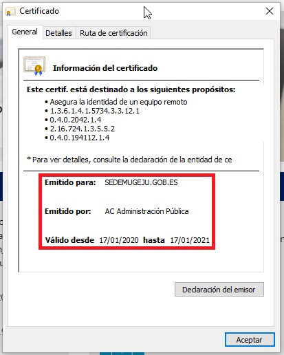 Certificado sede