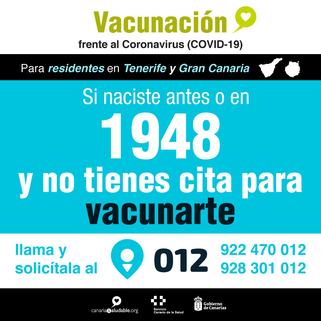 Campaña Vacunación Canarias Nacidos antes o en 1948